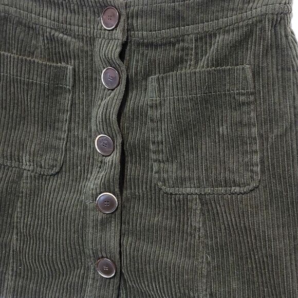 Zara TRF Collection Green Corduroy Button Front Closure Mini Skirt Size XS - Picture 4 of 9